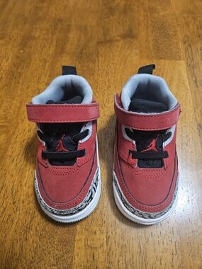 Baby Red Basketball Sneakers with Jumpman Accent